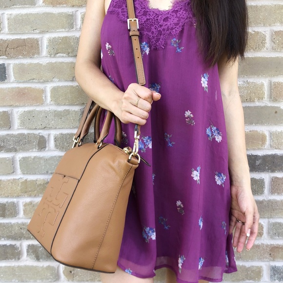 Tory Burch Bombe T Medium Slouchy Satchel Bark - Picture 3 of 8